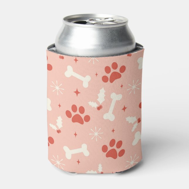 Holiday Paws & Bones Christmas Pattern Can Cooler (Can Front)