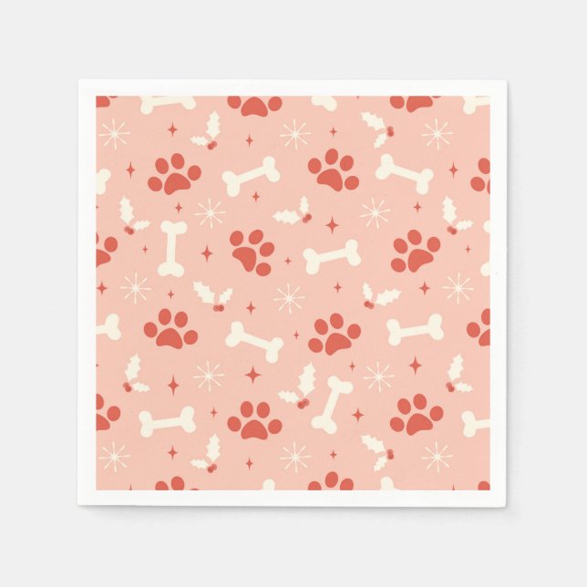 Holiday Paws & Bones Christmas Pattern Napkin (Front)