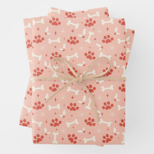 Holiday Paws & Bones Christmas Pattern Wrapping Paper Sheet