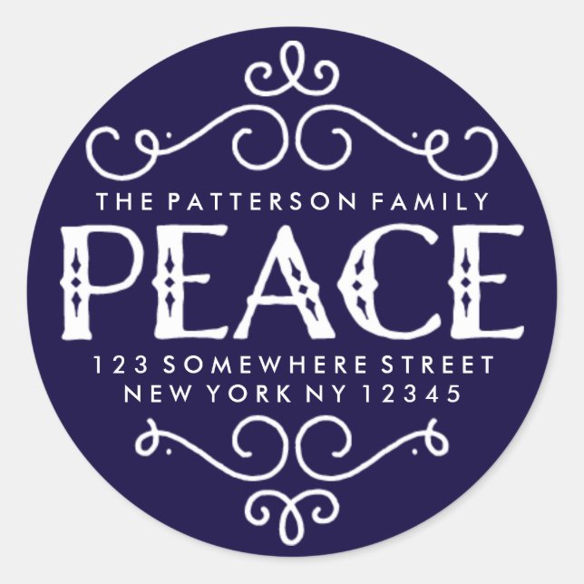 Holiday Peace Address Label Round (Front)