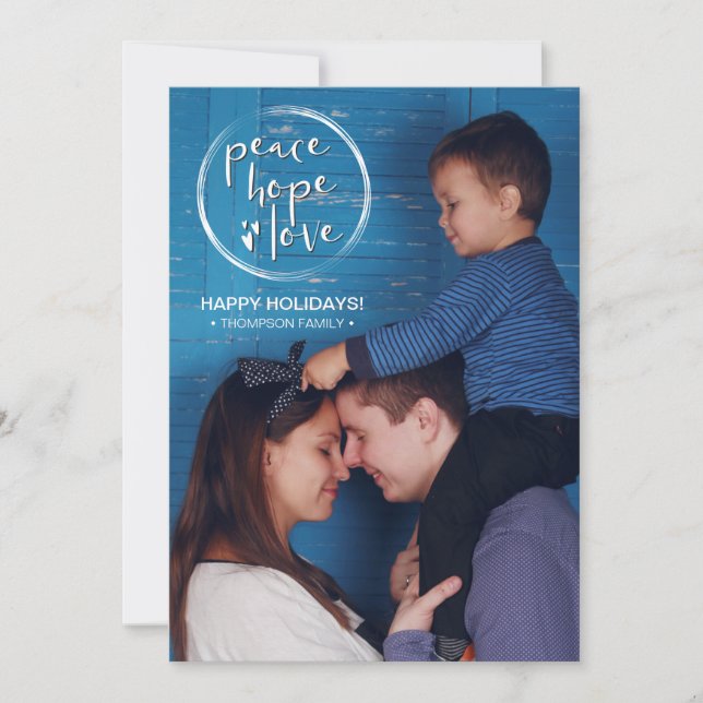 HOLIDAY | PEACE HOPE LOVE | FAMILY PHOTO INVITATION (Front)