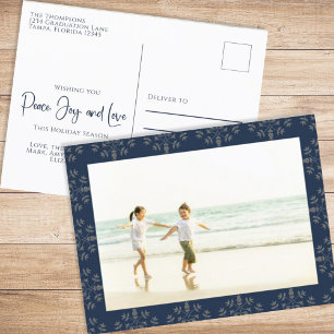 Holiday Peace Joy Love Elegant Snowflakes 1 Photo Postcard