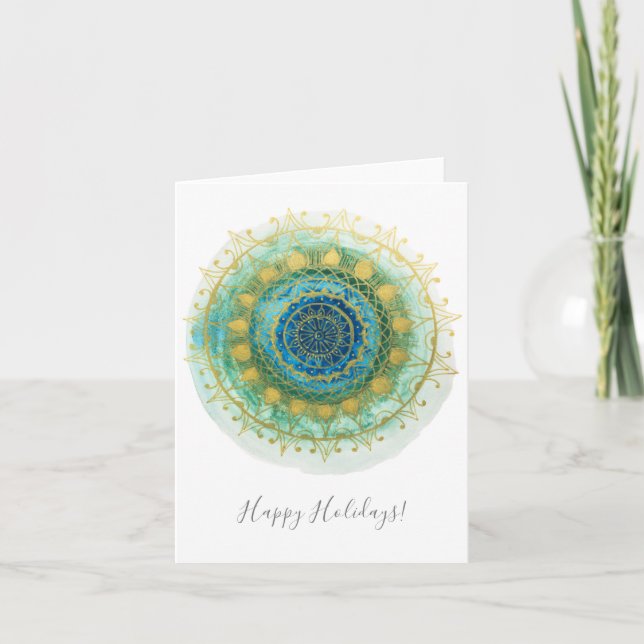 Holiday Peace Mandala Folded Note Card (Front)