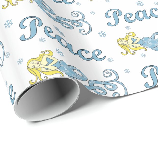Holiday Peace Mermaid Wrapping Paper (Roll Corner)