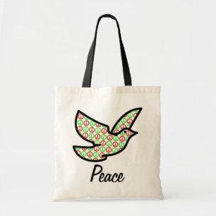 Holiday Peace Signs Dove w/Text Tote Bag
