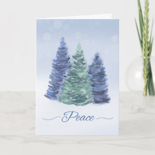 Holiday Peace with Evergreen Trees Card