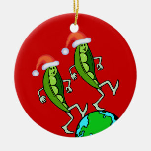 Holiday Peas on Earth Ceramic Tree Decoration