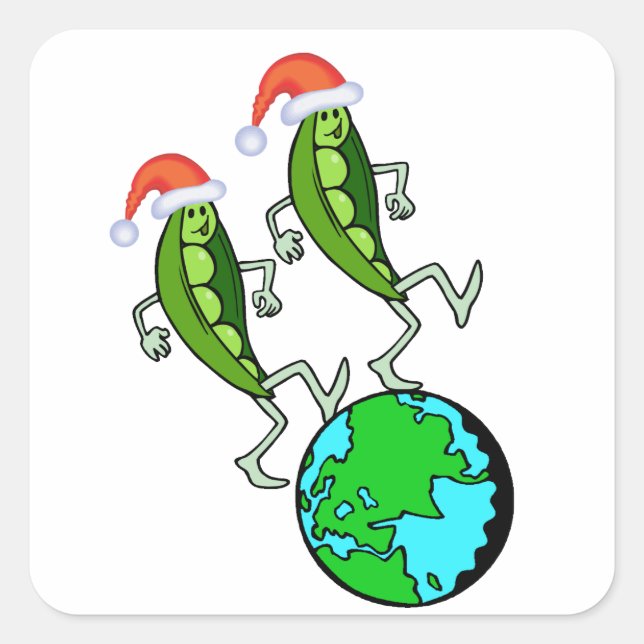 Holiday Peas on Earth Square Sticker (Front)