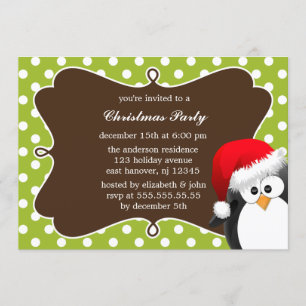 Holiday Penguin Christmas Party Invitations