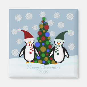 Holiday Penguin Family Christmas Magnet