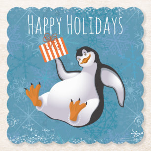 Holiday Penguin Paper Coaster