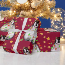 Holiday Penguin - twinkle red and green lights Wra