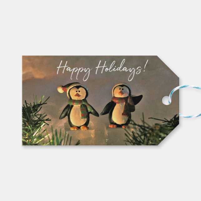 Holiday Penguins Gift Tags (Front (Horizontal))