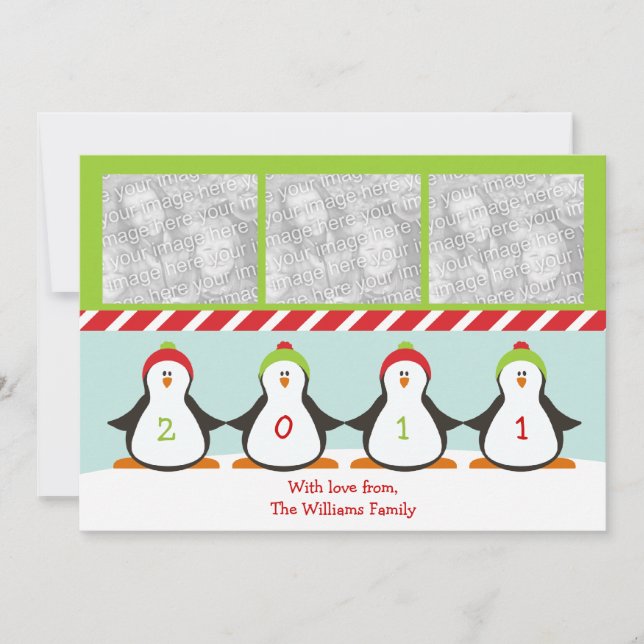 Holiday Penguins Photo Card (Front)