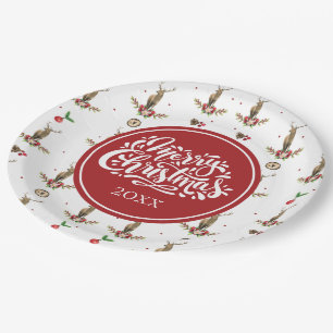 Holiday Personalised Winter Deer Pattern Paper Plate