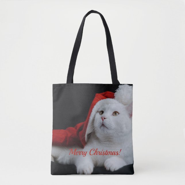 Holiday pet personalised photo christmas tote bag (Front)