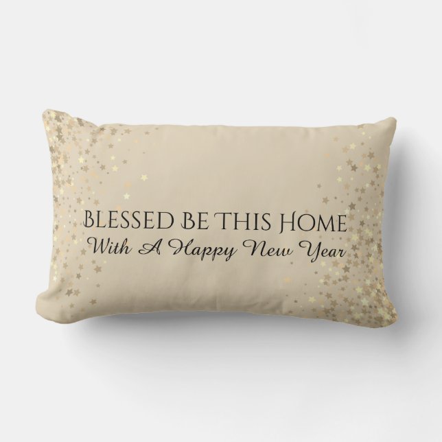 Holiday Petite Stars Throw Pillow-Blessed Be Lumbar Cushion (Front)