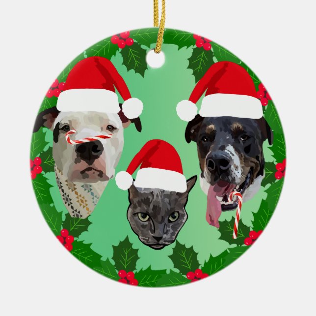Holiday Pets Ceramic Tree Decoration (Front)