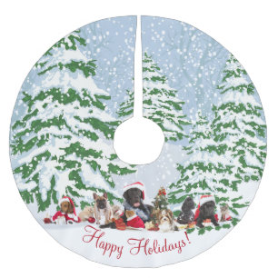 Holiday Pets Snow and Trees Brushed Polyester Tree Skirt