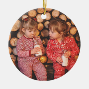 Holiday Photo and Forest Woodland Deer with Year Ceramic Tree Decoration