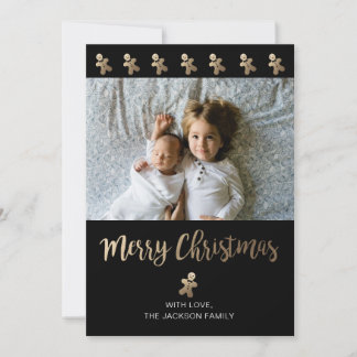 Holiday Photo Card | Black & Gold - Gingerbread