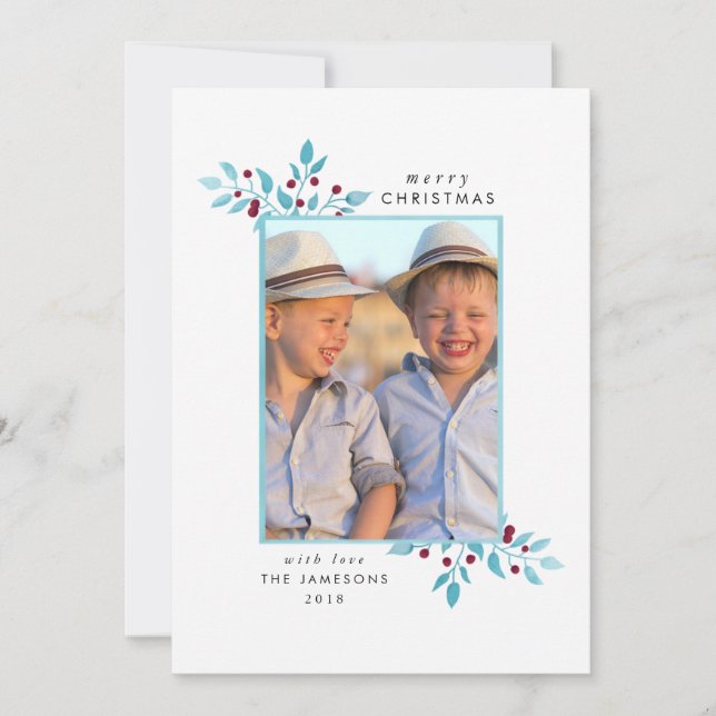 Holiday Photo Card *Bright Blue Christmas* (Front)