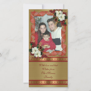 Holiday photo card classic red and gold