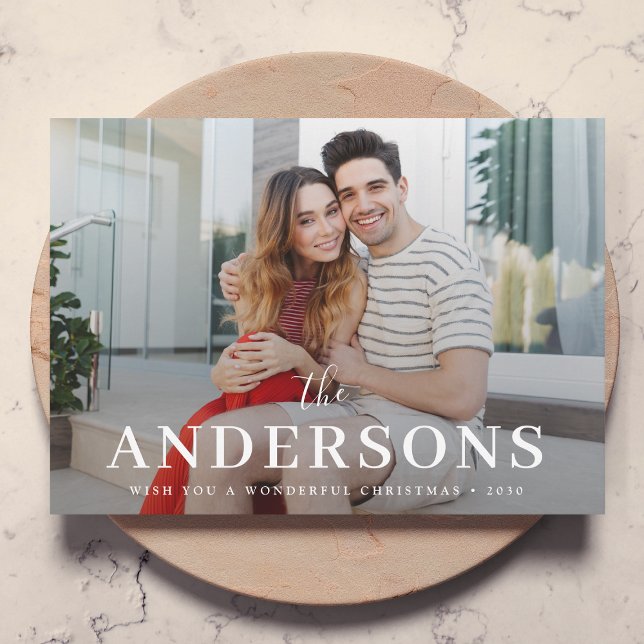 Holiday Photo Card | Elegant Christmas Couple  (Share elegant holiday style with a modern family name photo card by Guava)