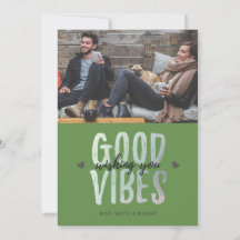 Holiday Photo Card | GOOD VIBES - green