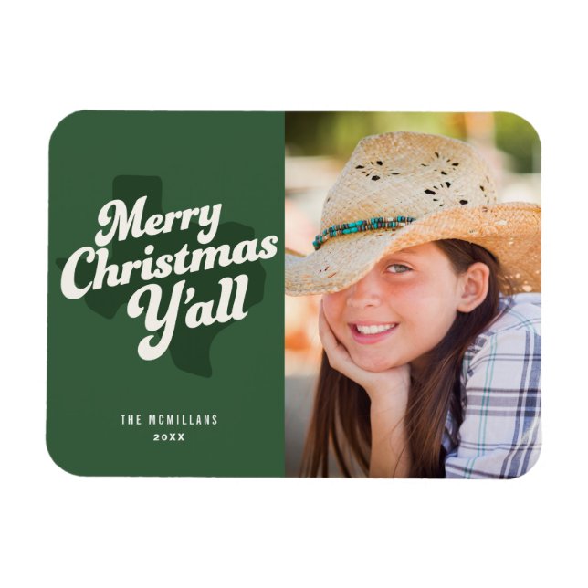 Holiday Photo Card *Merry Christmas Y'all* Magnet (Horizontal)