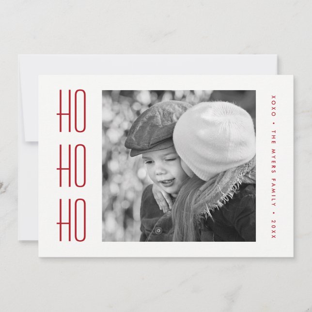 HOLIDAY PHOTO CARD | Minimal Simple Red Christmas (Front)