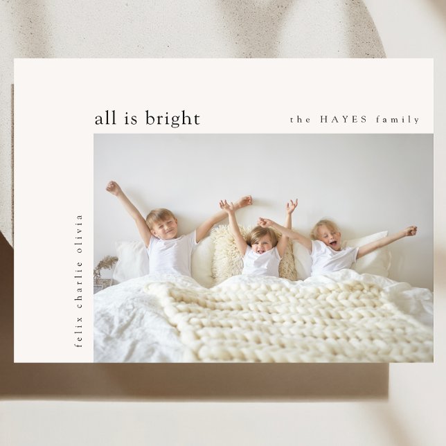 Holiday Photo Card | Modern Minimal All Is Bright (Celebrate the season with a photo holiday card featuring your favorite memories)