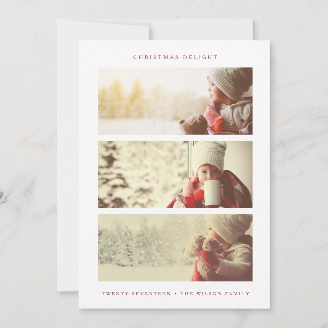 HOLIDAY PHOTO CARD | Modern Minimal Red Christmas (Front)