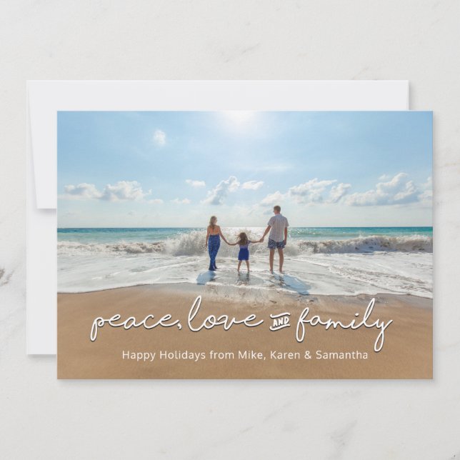 Holiday Photo Card | Peace, Love and Family (Front)