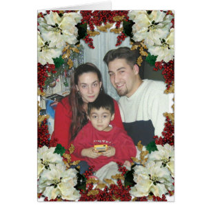 Holiday photo card White poinsettias
