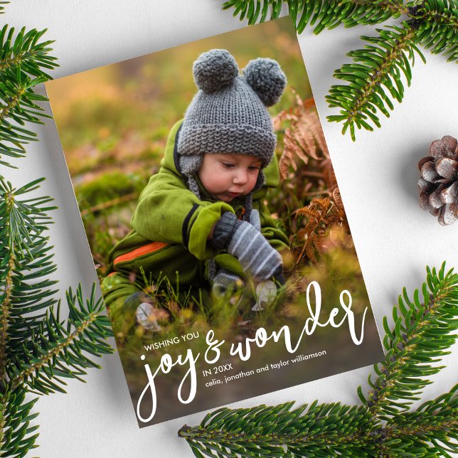 Holiday Photo Christmas Joy & Wonder Hand-Lettered (Creator Uploaded)