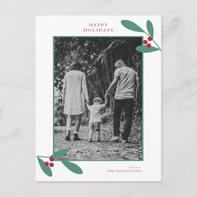 HOLIDAY PHOTO CHRISTMAS | Modern Mistletoe Postcard (Front)
