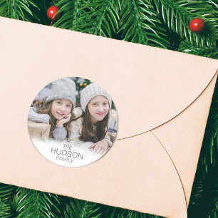 Holiday Photo Classic Round Sticker