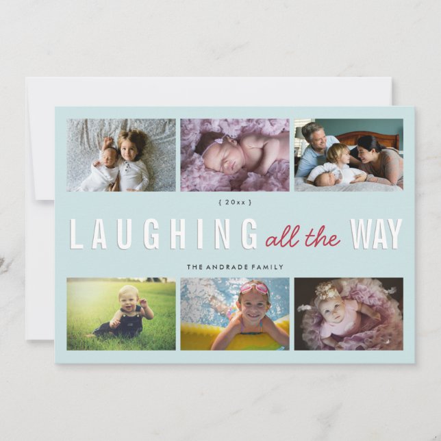 Holiday Photo Collage Christmas Laughing All Way (Front)