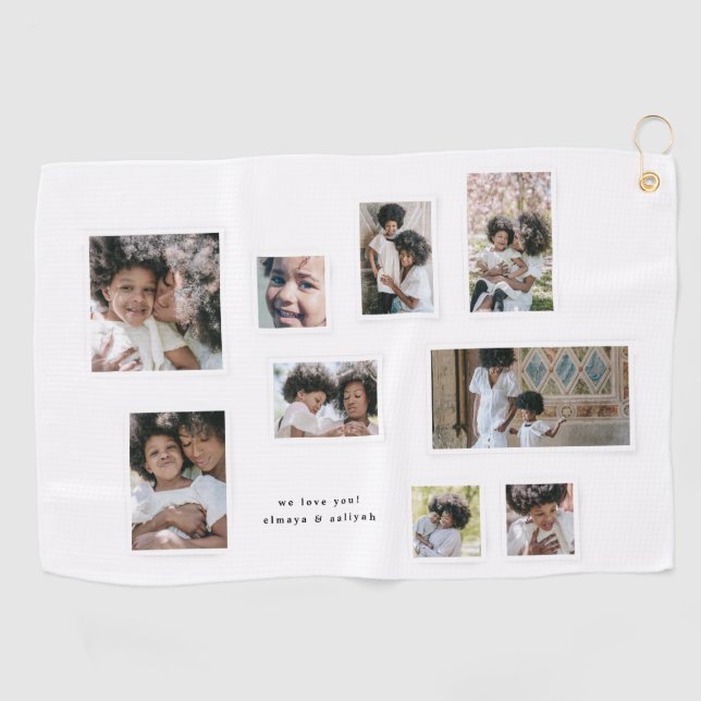 Holiday Photo Collage Modern Joyful Moments Golf Towel (Horizontal)