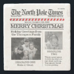 Holiday Photo Collage Santa Christmas Whimsical Stone Coaster<br><div class="desc">Extra Extra read all about it. The North Pole Times brings you the latest and greatest news articles from the North Pole, Greetings to everyone with this loveable and fun way to send Merry Christmas and Happy Holidays greetings to you and yours. This design allows you to add so much...</div>