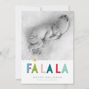 HOLIDAY PHOTO fa la la bold bright colourful quote Announcement