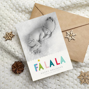 HOLIDAY PHOTO fa la la bold bright colourful type Announcement