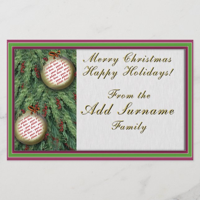 Holiday Photo Frame Writing Stationery (Front)