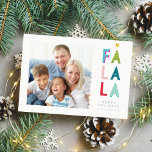 HOLIDAY PHOTO fun fa la la bold creative colourful<br><div class="desc">by kat massard >>> www.simplysweetPAPERIE.com <<< A super fun card design featuring the quote "FA LA LA" in colourful type and cute painted dab pattern on the backside. Maximum area to display your beautiful family too! TIPS 1. To resize / reposition the photo hit the "customise it" button. 2. You...</div>
