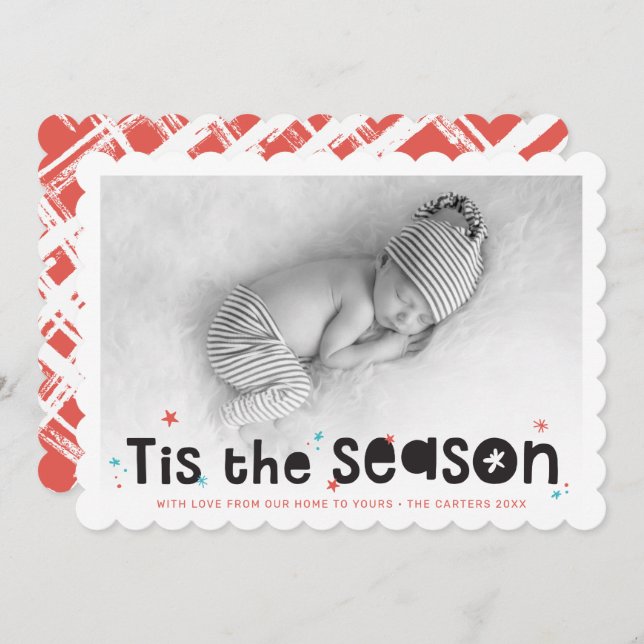 HOLIDAY PHOTO fun typography tis the season quote (Front/Back)