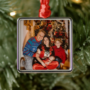 Holiday Photo Gifts, Premium Square Christmas Metal Tree Decoration