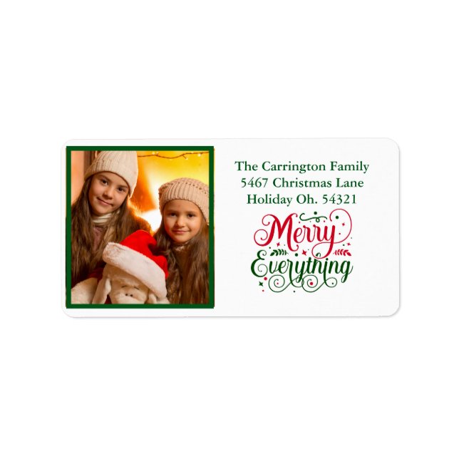 Holiday Photo Merry and Bright Christmas Address L Label (Front)