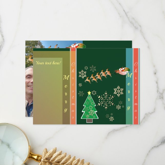 Holiday Photo "Merry Christmas" Santa's Reindeer  Thank You Card (Front/Back In Situ)