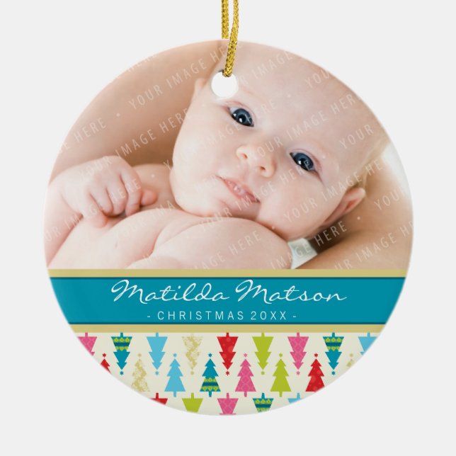 HOLIDAY PHOTO ORNAMENT patterned christmas tree (Front)